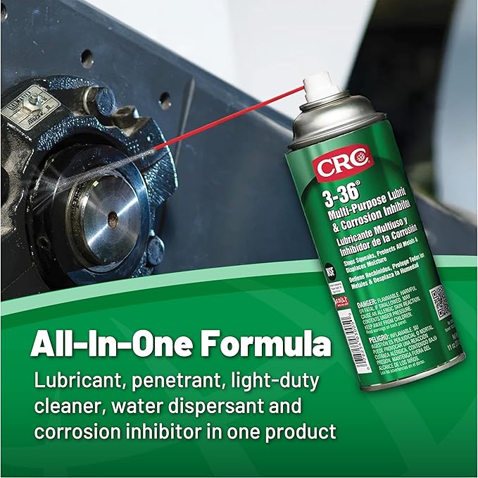 CRC 3-36 Multipurpose Lubricant & Corrosion Inhibitor 03005 – 11 Wt Oz., Corrosion Protectant Spray w/ Petroleum Base for Metal Equipment