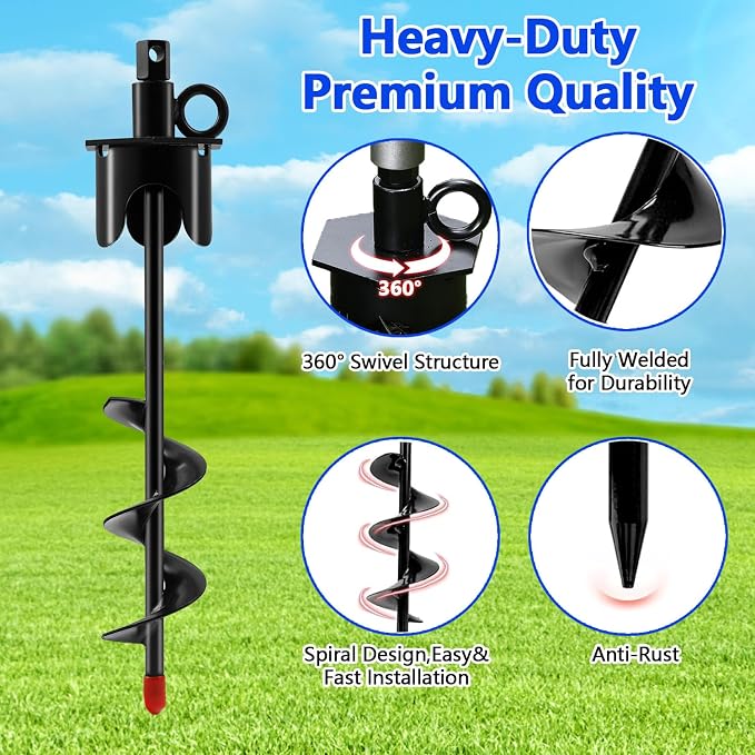 Heavy Duty Dog Tie Out Stake,13.7" Spiral Ground Anchor with Swivel Ring | Dog Spiral Stake for Outside,Yard,Camping,Rust Proof Ground Anchor for Dogs Run Cable Leash Tether,for Dogs Up to 220bs