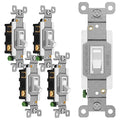 ENERLITES 4-Way Toggle Light Switch, Four Way, Side Wiring, Copper Wire Only, Grounding Screw, Residential Grade, 15A 125VAC 60Hz, UL Listed, 84150-W-5PCS, White 5 Pack