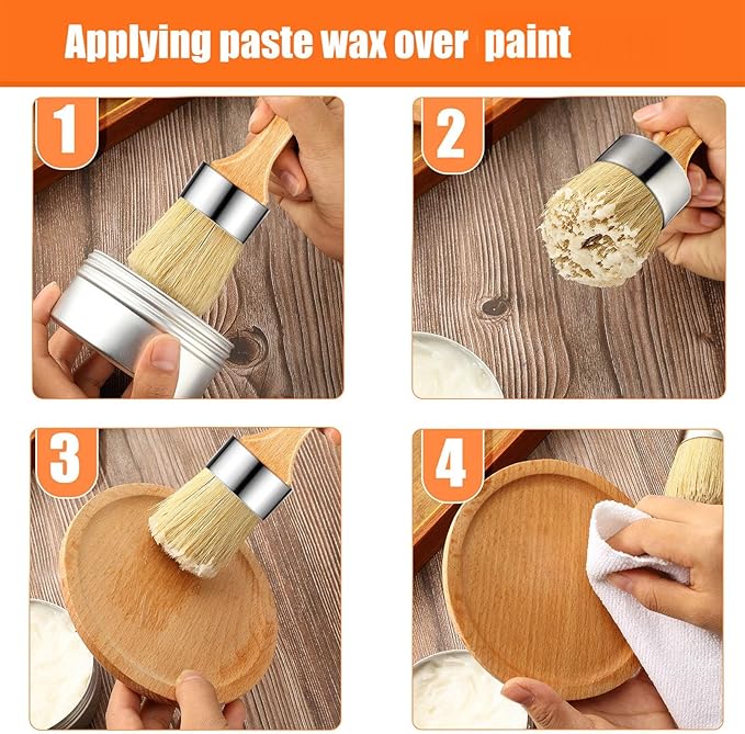 Finishing Wax Furniture Wood Finishing Clear Chalk Paint Waxes Sealing and Painted Brush for Painting Interior Furnitures(7 Ounces,Clear)