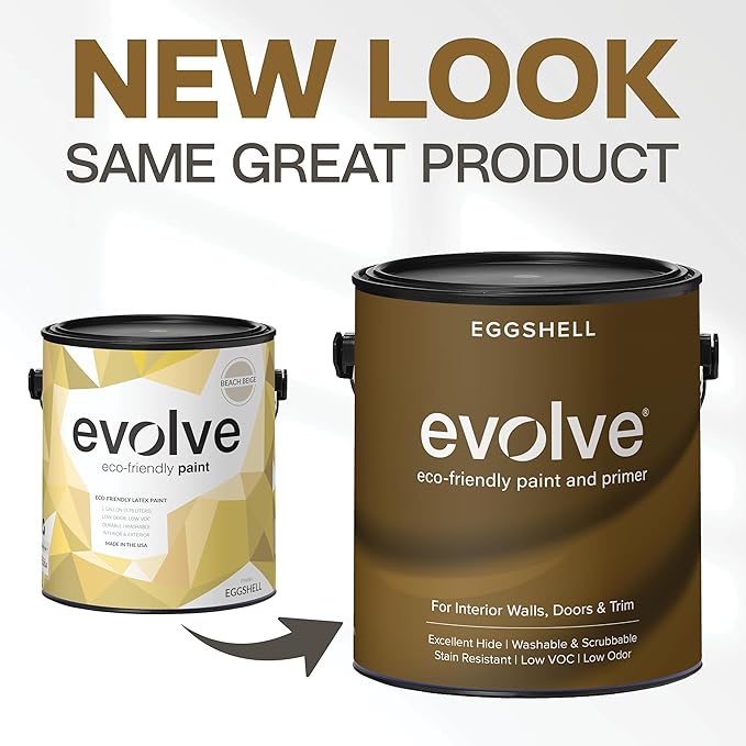 EVOLVE Paint & Primer: Environment-friendly, Low Sheen with One-coat Coverage for Interior & Exterior surfaces (Beach Beige, 5-Gallon)