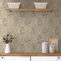 Toduso Vintage Peel and Stick Wallpaper Brown Floral Wallpaper for Kitchen Boho Neutral Contact Paper Removable Waterproof Self Adhesive Wall Paper for Bathroom Bedroom Drawer Decor Vinyl 17.3"x196.8"
