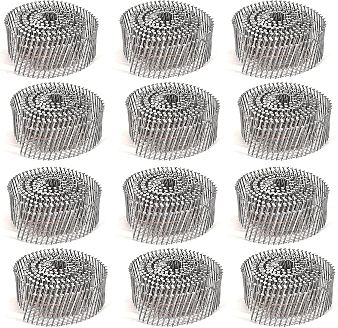 3600 Count Siding Nails, 15-Degree 2 Inch *.092 Wire Collated Coil Ring Shank Nails, Full Round Head Hot-Dipped Galvanized Siding Nailer Attachment Replacement Parts