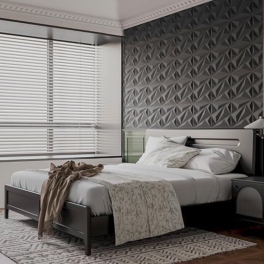 33 Pack 3D Wall Panels Diamond, Black, 12''x12'' | PVC Accent Wall Panels for Interior Wall Decor, Living Room, Lobby Bedroom Hotel Office, Cover 32.Sq.Ft