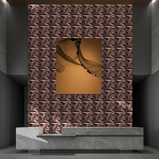 Antique Copper 33 Pack 3D Wall Panels for Interior Decor, PVC Textured Wall Panels 12''x12'' Cover 32.Sq.Ft.Antique Copper | PVC Accent Wall Panels for Interior Wall Decor, Living Room Lobby Bedroom Hotel Office