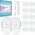 GMS Optical Screw-in Silicone Nose Pads for Glasses | 17mm Large| Non Slip Nose Grips for Sunglasses & Eyewear, Anti Slip Eyeglass Accessories w/Screws & Screwdriver, Gives Comfort (10 Pairs, Clear)