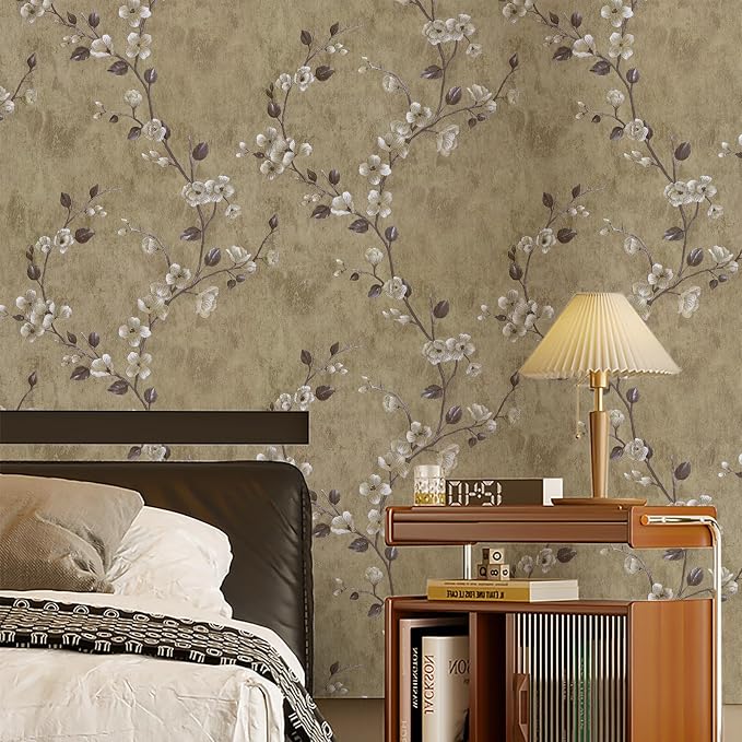 Floral Peel and Stick Wallpaper Flower Tree Contact Paper A Set of 17.5"x300" Self Adhesive Removable Modern Yellow Wall Paper Decorative Wall Covering Countertop Vinyl Film Roll