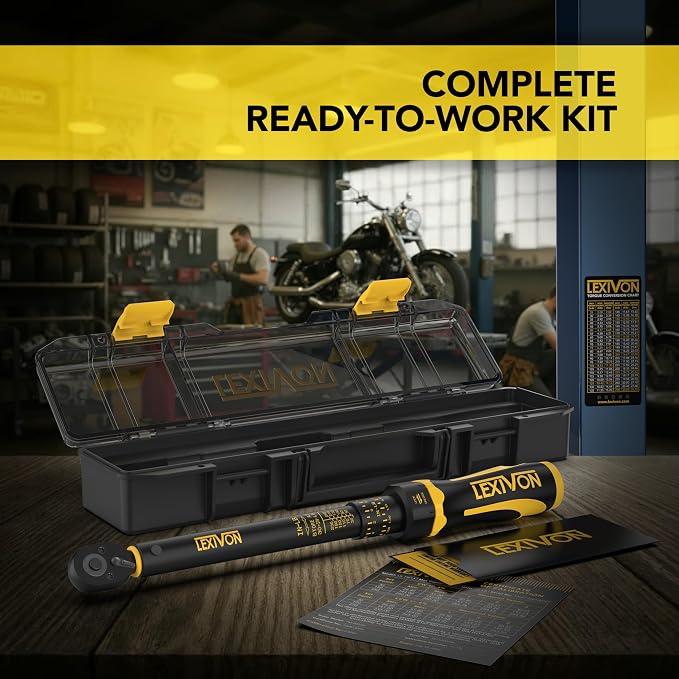 LEXIVON Torque Wrench, 1/4-Inch Drive, Dual Scale 30-250 IN-LB (3.4-28.2 N·m), Premium Rubber-Grip Handle, Deluxe Hybrid Case (LX-TW14)