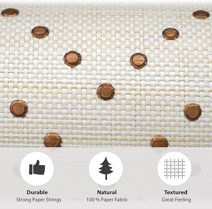 Ansehan Hand-Crafted Wallcovering HA3001 Droplets 36" W x8 Yard L Textured, Modern, Non Prepasted Natural Home Décor for Living Sapce, Sandstone/Gray/Bronze Gold