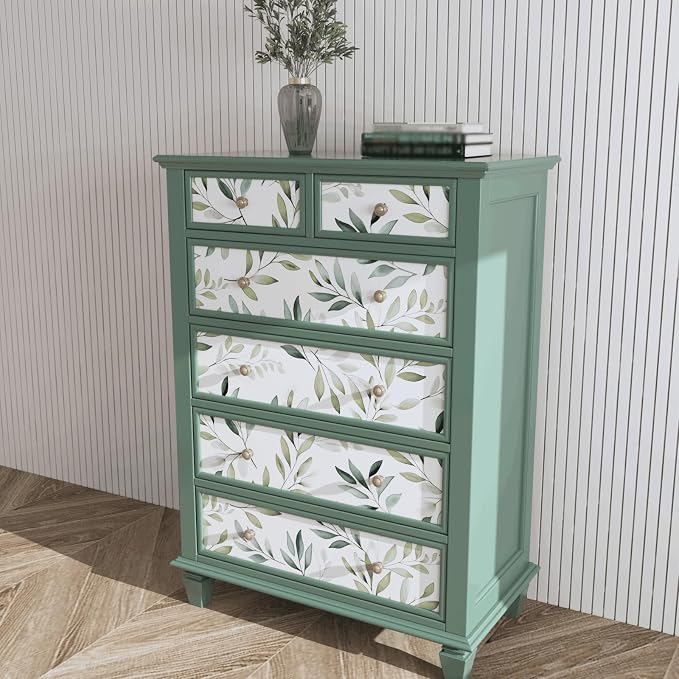 Danodoi Sage Green Vintage Leaf Peel and Stick Wallpaper 17.5" x 787" | Waterproof Vinyl Self Adhesive Removable Renter Friendly Floral Contact Paper