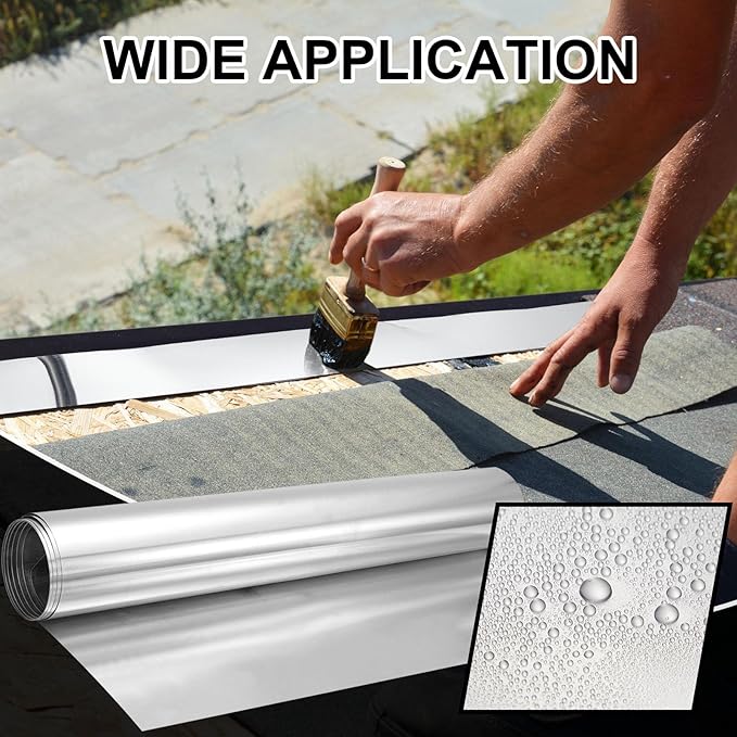 Therwen 1 Roll Aluminum Flashing Roll Metal Aluminum Roof Panels 0.2 mm Thickness Roof Flashing Strip for Sealing Windows Doors Siding Backyard Stains Moss and Mildew Prevention (20" x 10')