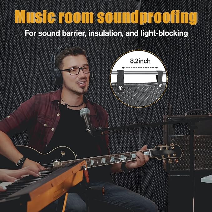 JZHLLA 2 Pack 72" x 40" Studio Large Sound Dampening Blanket, Sound Insulated Blanket Sound Absorbing Blanket with Grommets for Soundproofing Noise Reduction Light Blocker Basement Recording Studio