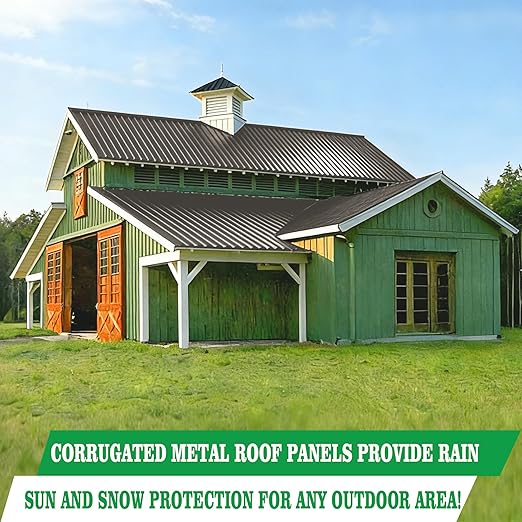 10pcs Metal Roofing Panels, 60.63'' L ×17.72'' W 72.98 ft² Corrugated Metal Sheets, Galvanized Steel Roof Fence Panels for Mobile Homes, Garages, Chicken Coop, Sheds, Stables, Patio, Warm Gray