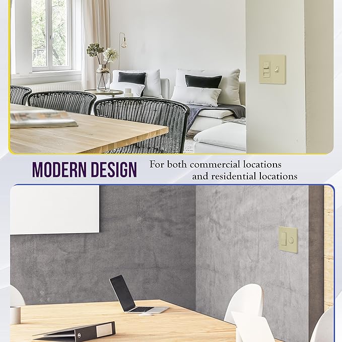 ENERLITES Combination Toggle Light Switch/Decorator Light Switch Plate, Double Switch Wall Plate, Standard Size 2-Gang 4.68" x 4.73", Polycarbonate Thermoplastic, Gloss Finish, SI881131-I, Ivory
