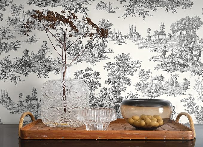NextWall Chateau Toile Peel and Stick Wallpaper (Inkwell)