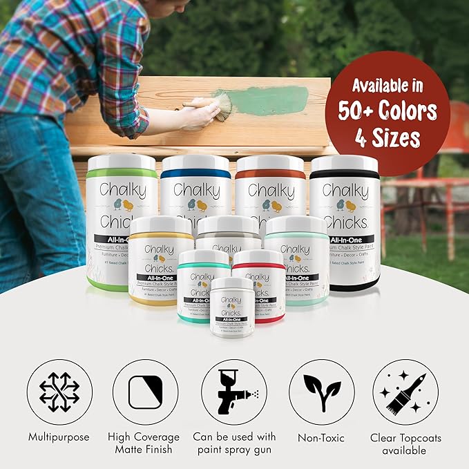Chalky Chicks 4 Fl Oz Matte Poison Apple (Dark Red) Chalk Paint for Furniture Without Sanding - No Prep Furniture Paint No Sanding All in One for Crafts, Wood, Cabinet, Metal, Dresser, Farmhouse
