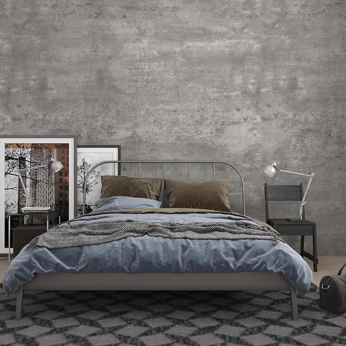3yecao 31"×1181" Extra Wide Big Thickness Grey Concrete Wallpaper Peel and Stick Waterproof Grey Concrete Contact Paper Vinyl Wrap Matte Textured Gray Cement Wall Sticker for Basement Gym Store Walls