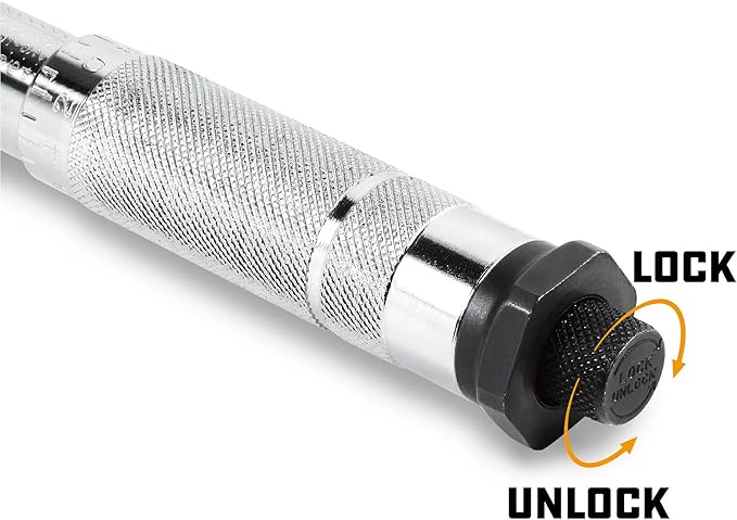Powerbuilt Micrometer Torque Wrench, 1/2-Inch Drive, Reversible Ratchet Clicks, Lockable, 30 to 150 Foot Pound Range - 644999