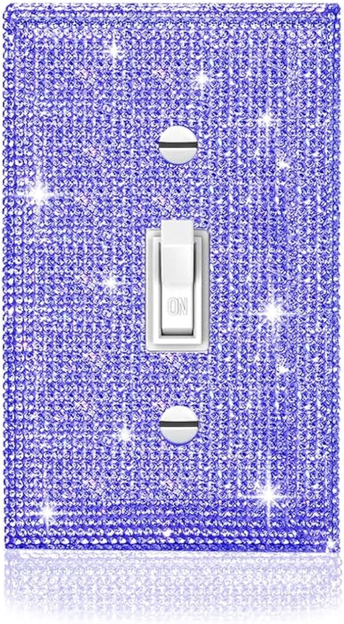 Shiny Purple Single Toggle Light Switch Plate Wall Plates Light Switch Cover Plate Decorative Switch Covers Purple Rhinestones Wall Plate