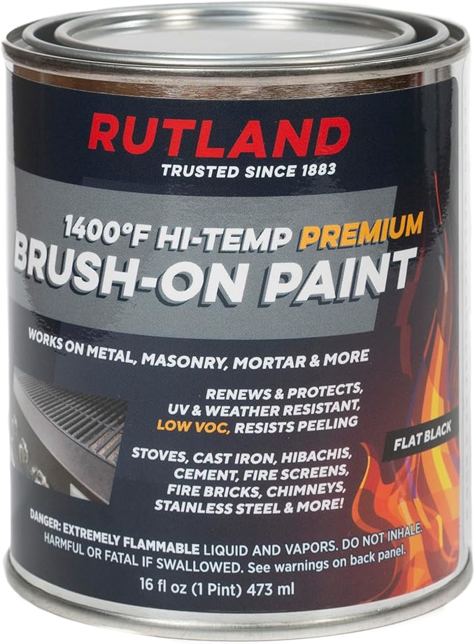 Rutland - 81V Premium 1400 Degree F Hi-Temp Brush-On Paint, 16 fl oz, Black
