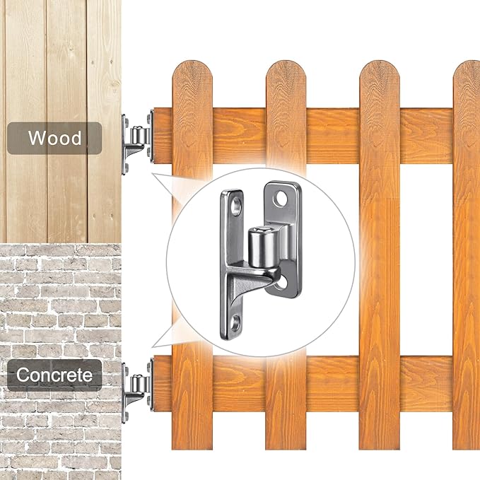 Insaga 304 Stainless Steel Gate Hinges, One Piece Non-Welding Heavy Duty with 5/8'', 2Pack Wall Mount Gate Hinges for Farm Gates and Wooden Fences, Capacity up to 600lbs