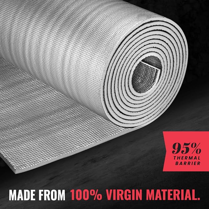 Ultra Heavy Duty 10mm Reflective Insulation Roll - Premium Foam Core Radiant Barrier for Energy Conservation -Commercial Grade Soundproofing Thermal Shield for Indoor and Outdoor (48" X 40')