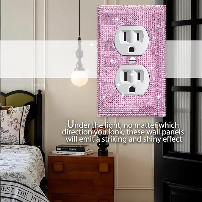 Silver Shiny Pink Rhinestones Wall Plates Light Switch Cover Plate Decorative Wall Plate Light Switch Cover Rhinestone Outlet Cover