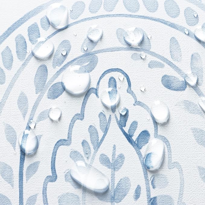 Peel and Stick Wallpaper Modern Wall Paper Boho Contact Paper Removable Wallpaper Peel and Stick Blue and White Self-Adhesive for Bathroom Bedroom Kitchen Wall Decor 17.3" x 118"