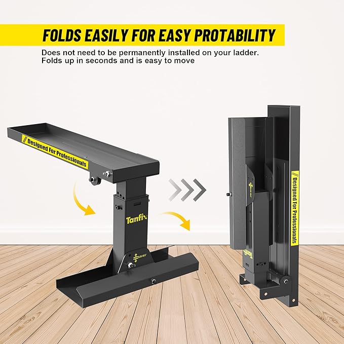 Foldable | Heavy-Duty Ladder Extender Pro, High Strength Steel Material Design Ladder Extension Pro for Stairs w/Non-Slip Mat, 9.25-15.5" Adjustable Height, Applicable Ladder Feet Spacing 20"