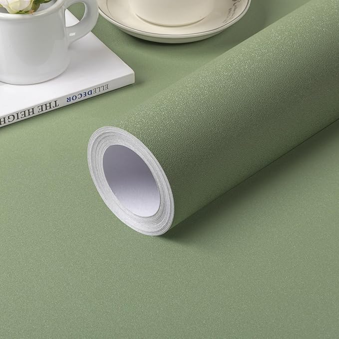 Green Peel and Stick Wallpaper Green Contact Paper for Cabinets and Drawers | Self Adhesive Removable Vinyl Film Stick Paper, Easy to Apply Bedroom Decorative Table and Wall Reform 15.7" x 236.2"