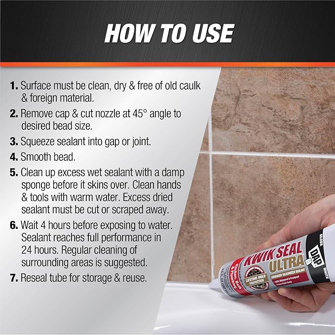 Kwik Seal Ultra Advanced Kitchen and Bath Siliconized Sealant, Biscuit, 5.5 Oz (7079818916)