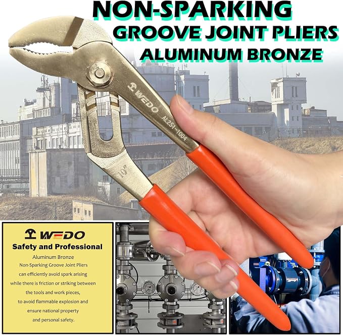 WEDO 6"Groove Joint Pliers,Tongue-and-Groove Pliers,Aluminum Bronze,Length 150mm,Max jaw opening 25mm,DIN Standard, BAM & FM Certificate