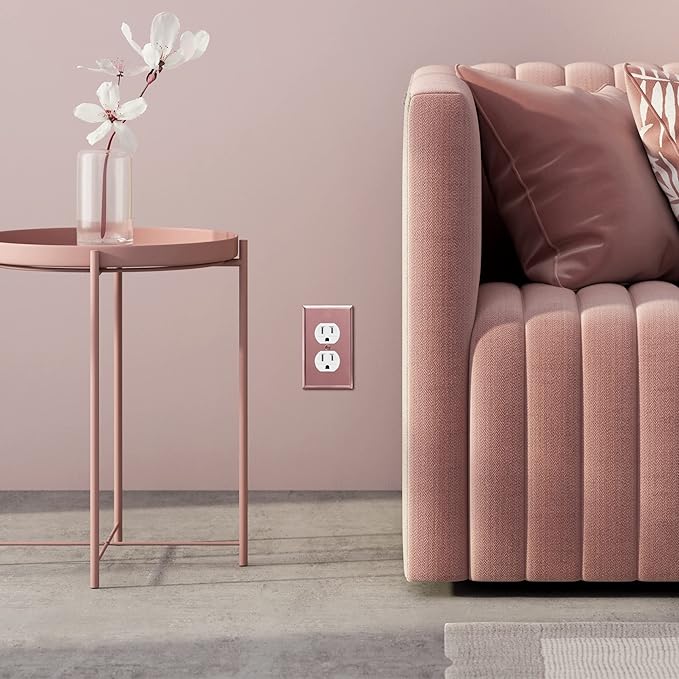 ENERLITES Duplex Receptacle Metal Wall Plate, Stainless Steel Outlet Cover, Corrosion Resistant, Standard Size 1-Gang 4.50" x 2.76", Stainless Steel 201, 7721-PRG, Polished Rose Gold
