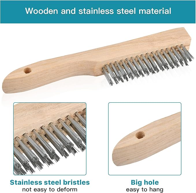 4-Piece Welding Slag Removal Tool Set - 10 Inch Chipping Hammer with Coil Spring Handle, Multi-Functional Pliers, Wire Brush, Welding Gloves