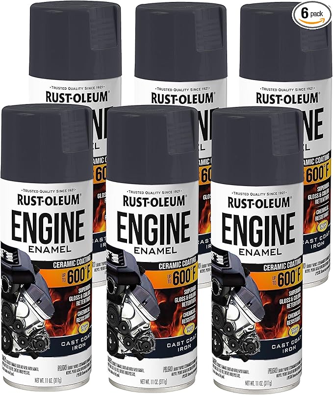 Rust-Oleum 366437-6PK Engine Enamel Spray Paint, 11 oz, Cast Coat Iron, (Pack of 6)