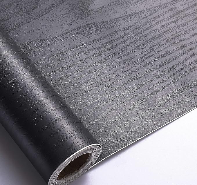 Arthome Peel and Stick Wallpaper - Black Wood Contact - Black Wallpaper - Self-Adhesive & Removable Wall Paper for Countertop Furniture Kitchen, Countertop Contact Paper, Easy to Clean, (17"x120")