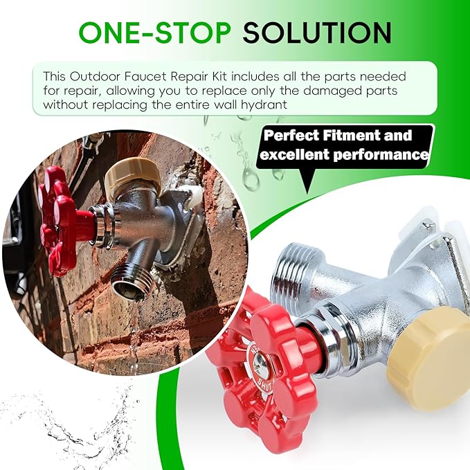 2-Pack Universal Outdoor Faucet Repair Kit with VACVBKX1B Vacuum Breaker Kit, Anti-Siphon Frost-Free Hose Bib Sillcock Valve Replacement, Wall Hydrant Complete Replacement Kit
