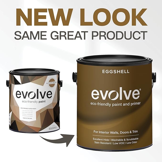 EVOLVE Paint & Primer: Environment-friendly, Low Sheen with One-coat Coverage for Interior & Exterior surfaces (Autumn Brown, 1-Gallon)