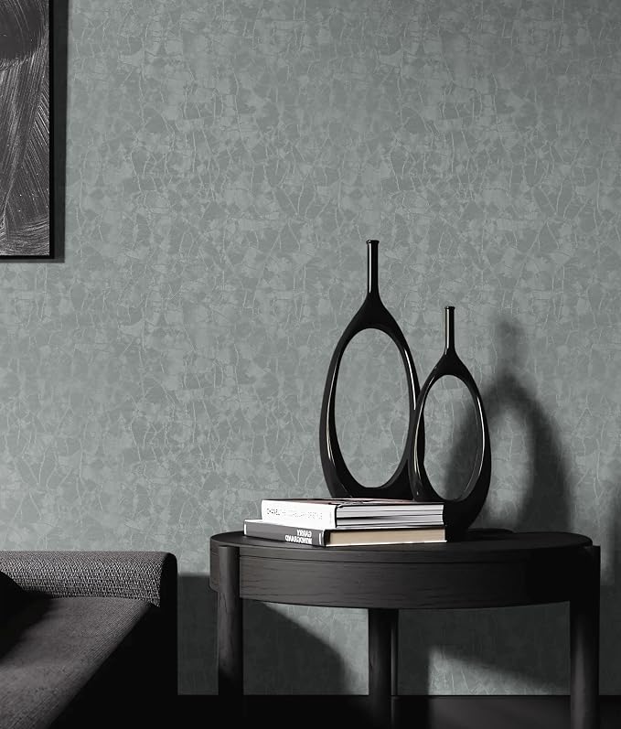 Yasinet Peel and Stick Wallpaper Removable Wallpaper Modern Grey-Green Embossed Thicken Self Adhesive Textured Contact Paper for Cabinets Walls Waterproof Vinyl Roll 393.7"x 15.7"