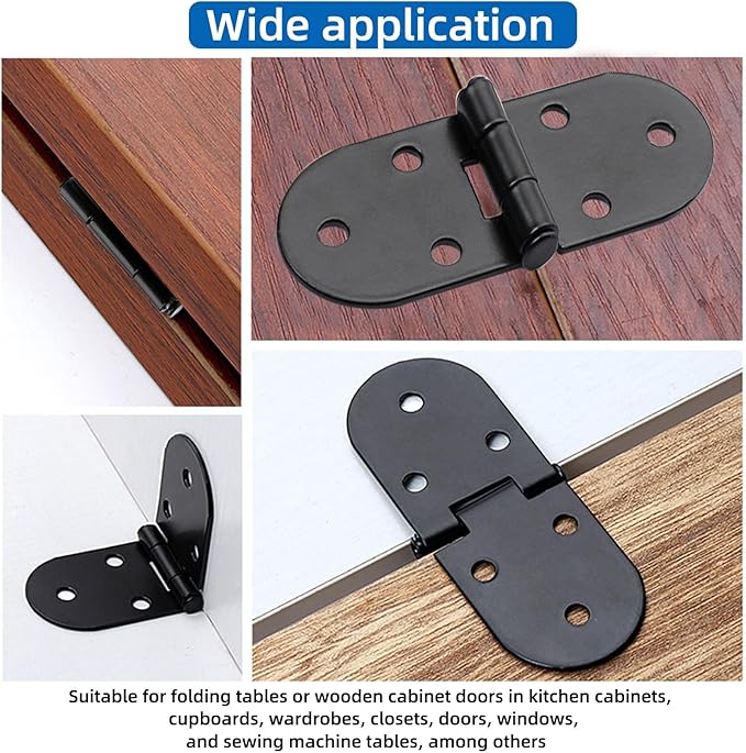 3-5/32 x 1-3/16 Inch (80x30mm) Folding Flip Top Hinges 10 Pack - 180 Degree Drop Leaf Table Butt Hinge | Concealed Table Small Hidden Hinge for Wooden Box & Desk Drawer for Home Office DIY