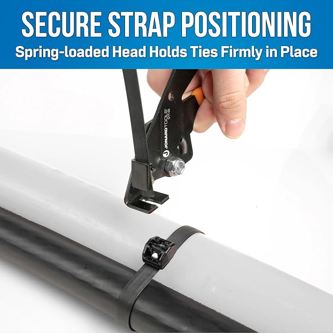 Jonard Tools CTT-05 Deltec® Cable Tie Strap Tensioning & Cutting Tool - 0.183"–0.500" Strap Width Capacity, Heavy-Duty, Spring-Loaded Head, Comfortable Grip