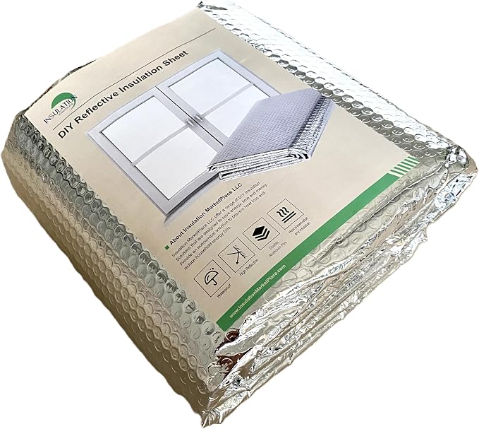 INSULATION MARKETPLACE - 48" x10ft Bubble Double Foil Reflective Insulation Roll, Thermal Shield, RV Window Insulation