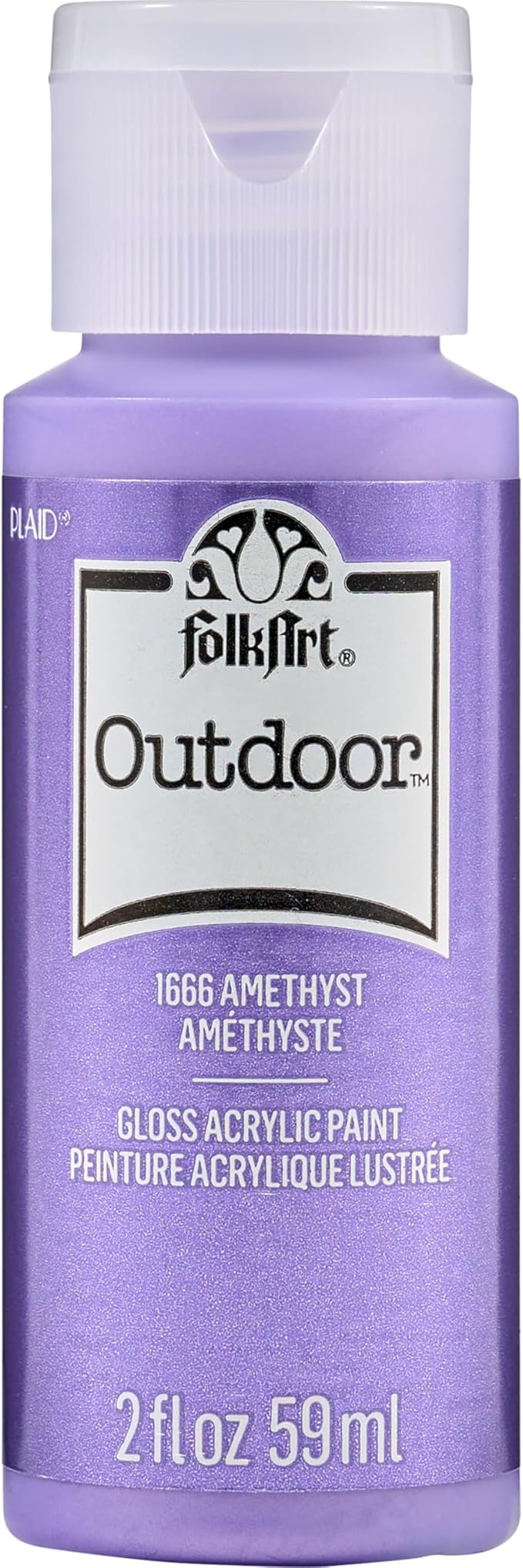 FolkArt Outdoor Acrylic Paint in Assorted Colors (2 Ounce), 1666 Metallic Amethyst