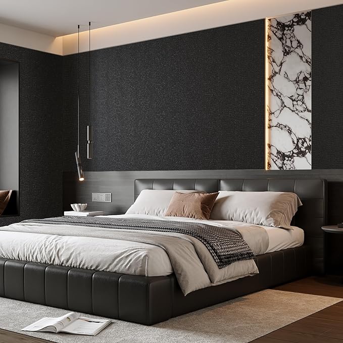 Zeeko Black Peel and Stick Wallpaper 35.4" x 120" Removable Crocodile Wallpaper Embossed Contact Paper Textured Wall Paper for Cabinet Bedroom Bathroom