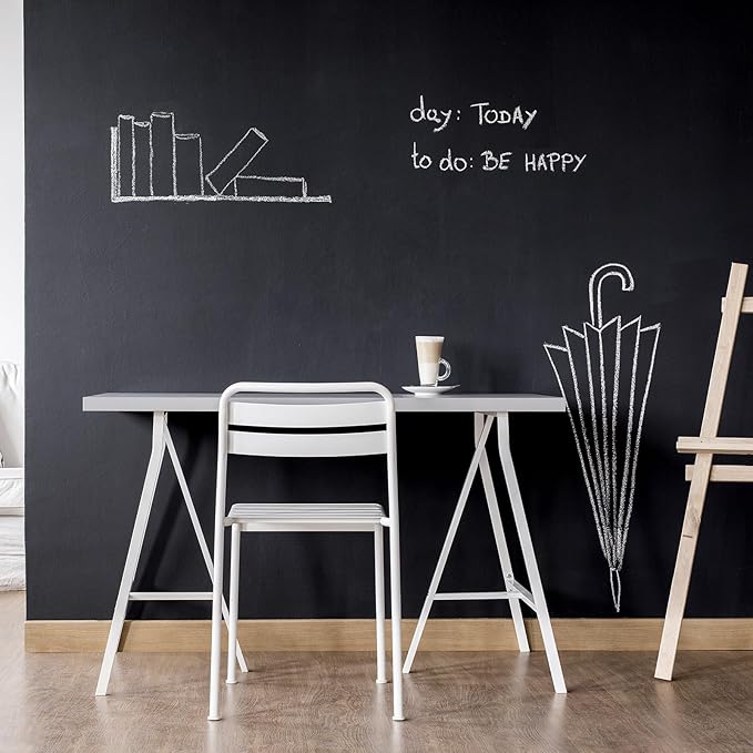 Chalkboard Paint Black Chalk Board Paint for Wall, Wood, Metal, Glass, Plaster Boards Sign, Frame or Any Surface, Use with Chalk Pen Wet Erase, Non-Toxic, Quick-Dry - 500g, 16Oz Cover 65 sf