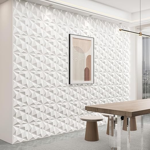 20 Pack 3D Wall Panels for Interior Wall Decor, 12''x12'' White Accent Diamond Panels for Gaming Room Bedroom TV Background, White