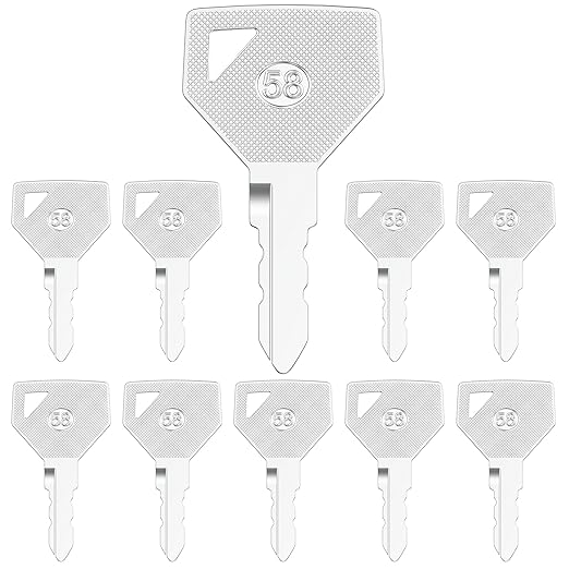 Heavy Equipment Keys, 10 Pack Yanmar-52160 Keys for Yanmar JD Tractor Ignition Starter Switch 194155-52160