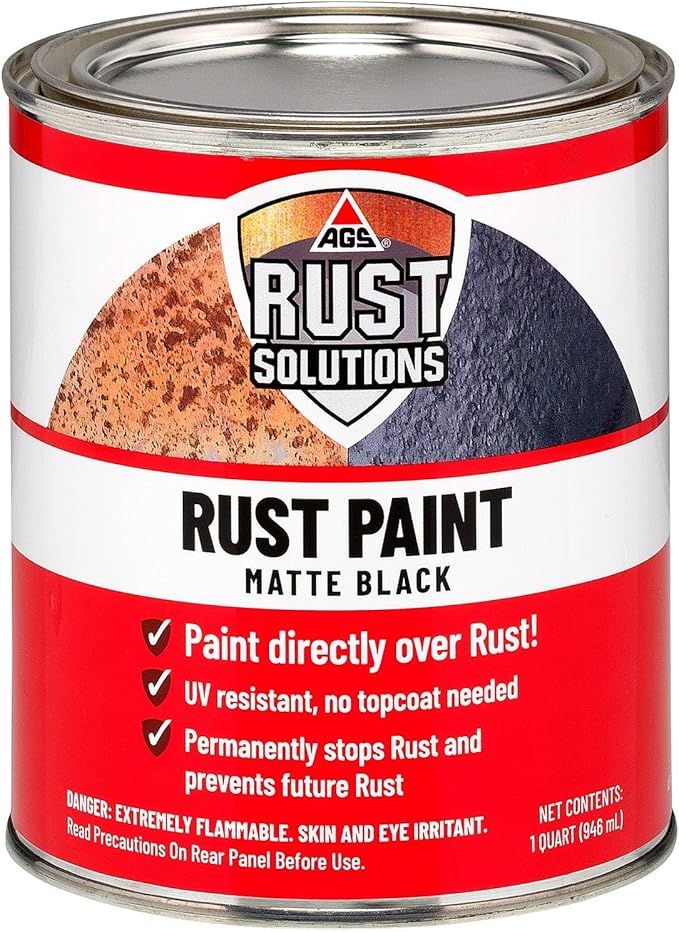 AGS RUST SOLUTIONS Rust Paint, Matte Black Finish, 32 Fluid Ounces, Pack of 1