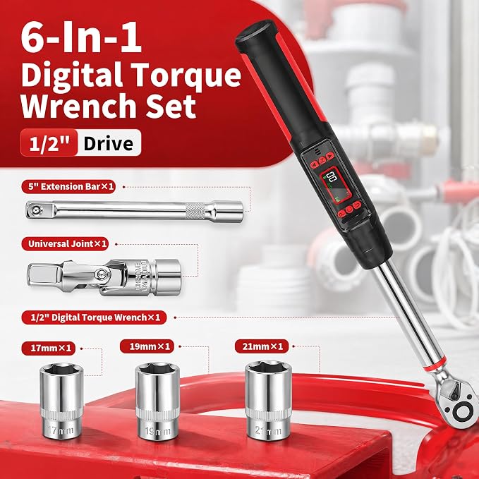 1/2 Inch Digital Torque Wrench,14.7-295 Ft-lb (20-400Nm) ±2% High Precision Electronic Torque Wrench, Dual Mode, Triple Alert, 72-Tooth Ratchet, Heavy Duty for Auto Truck Mechanical Repair