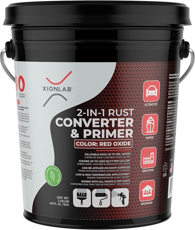 2-in-1 Rust Converter & Metal Primer, Rust Inhibitor Paint for Metal, Automotive Rust Reformer, Industrial Grade Water Based, Heat Resistance & UV Resistant. Made in the USA. As Low As ~$0.12 Per Sqft*